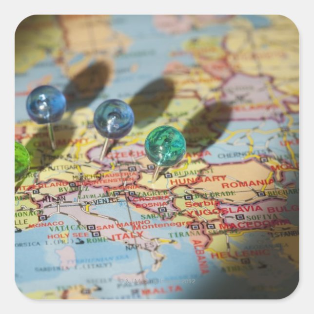 World Map, Europe Square Sticker (Front)