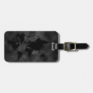 World Map  Faux Professional Black Metal Luggage Tag