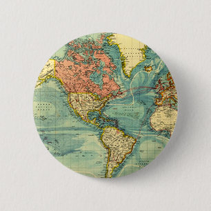 World Map Featuring United States 6 Cm Round Badge