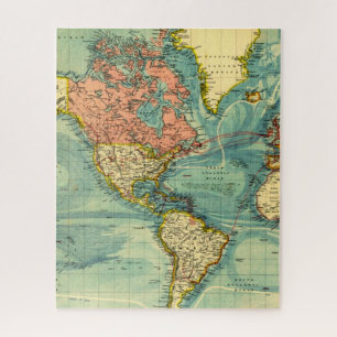 World Map Featuring United States Jigsaw Puzzle