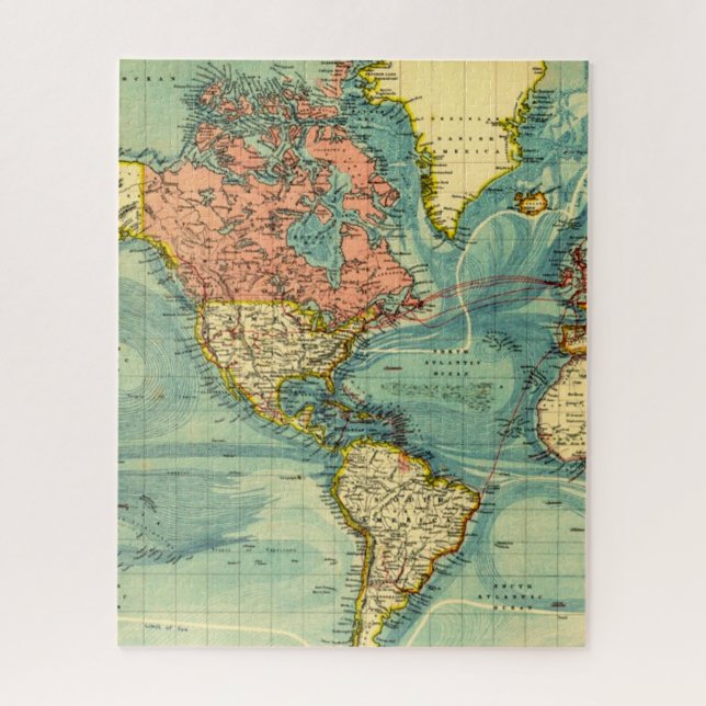 World Map Featuring United States Jigsaw Puzzle (Vertical)