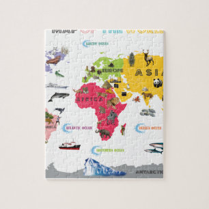 World Map For Kids - White and Bright Jigsaw Puzzle