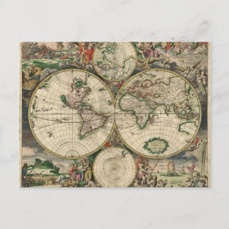 World Map from 1689 Postcard