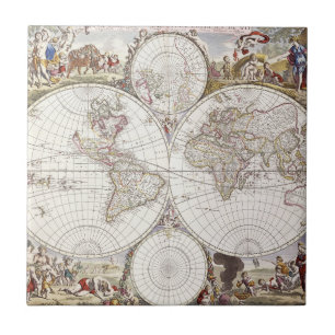 World Map from Atlas Maior Ceramic Tile
