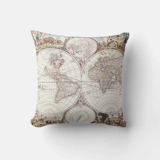 World Map from Atlas Maior Cushion (Front)