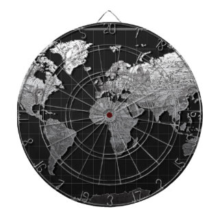 world map galaxy black and white 4 dartboard
