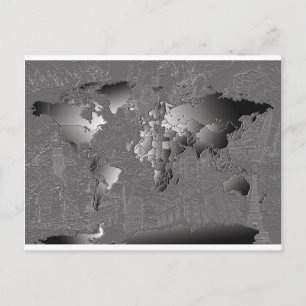 world map galaxy black and white 5 postcard