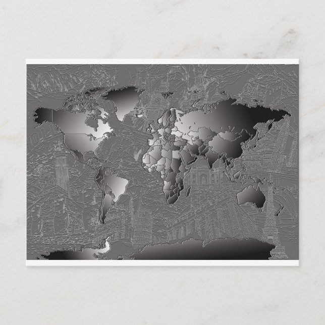 world map galaxy black and white 5 postcard (Front)