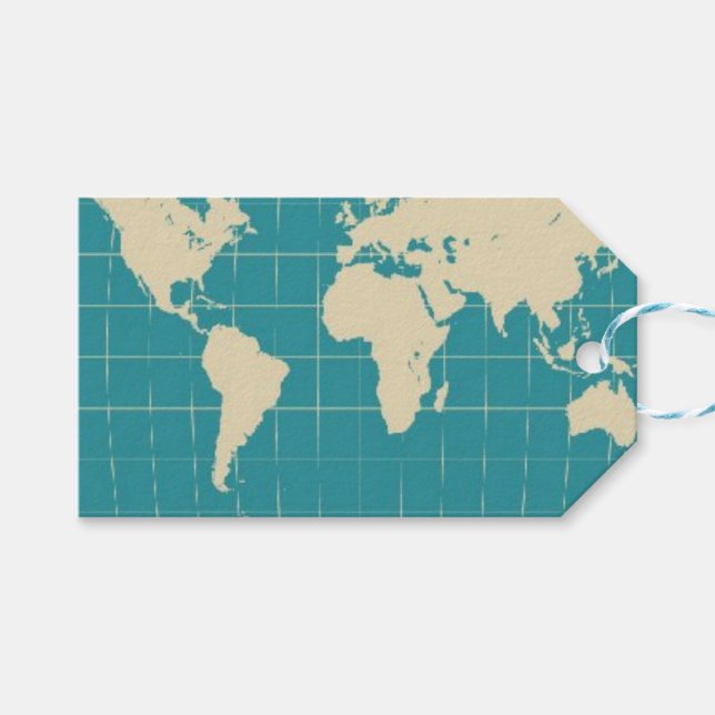 World Map Gift Tag (Front (Horizontal))