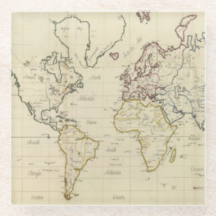 World map glass coaster