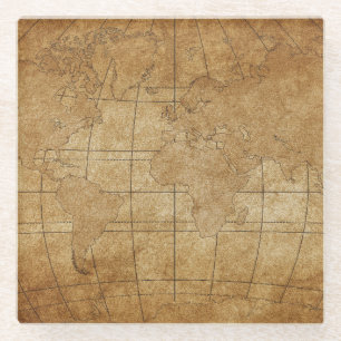 World Map: Global Exploration Guide Glass Coaster