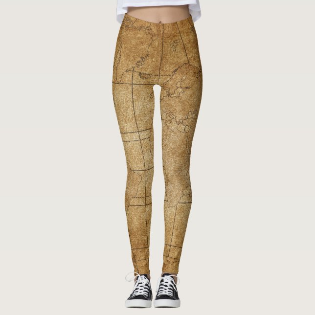 World Map: Global Exploration Guide Leggings (Front)