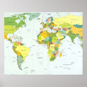 World Map Globe Atlas Countries Poster