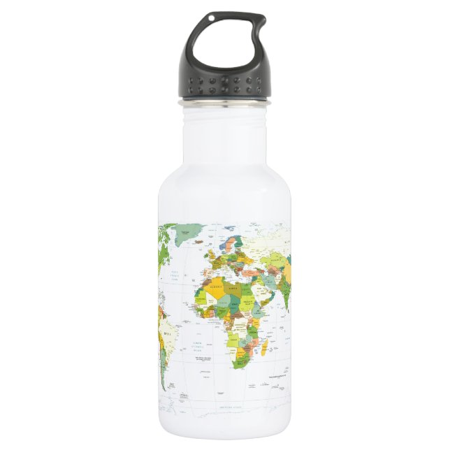 World Map Globe Country Atlas 532 Ml Water Bottle (Front)