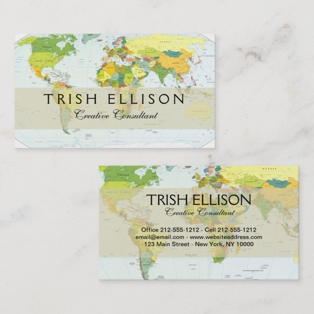 World Map Globe Country Atlas Business Card (Front/Back)