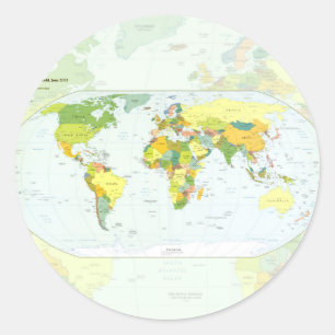 world+map+globe+country+atlas classic round sticker