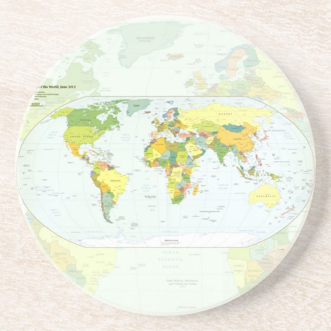 World Map Globe Country Atlas Coaster (Front)