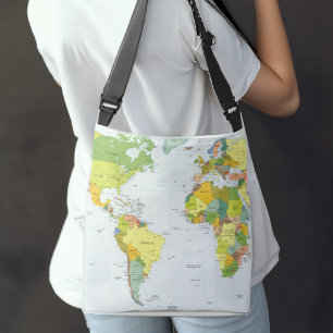 world+map+globe+country+atlas crossbody bag