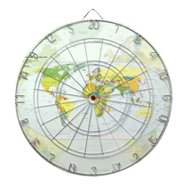 World Map Globe Country Atlas Dartboard (Front)