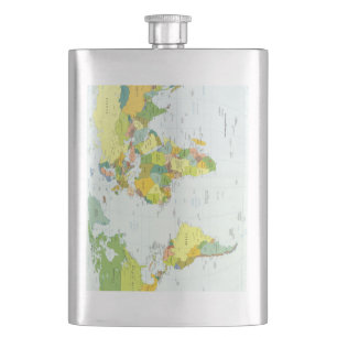 world+map+globe+country+atlas hip flask