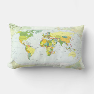 world+map+globe+country+atlas lumbar cushion