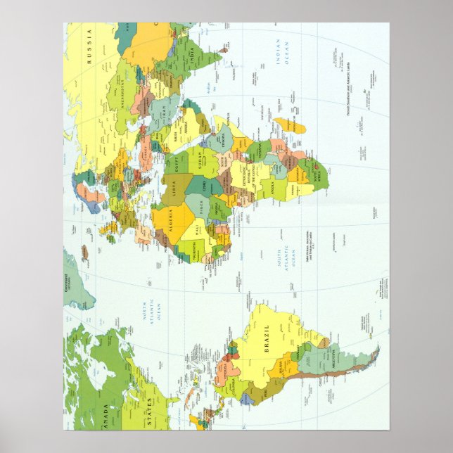 World Map Globe Country Atlas Poster (Front)