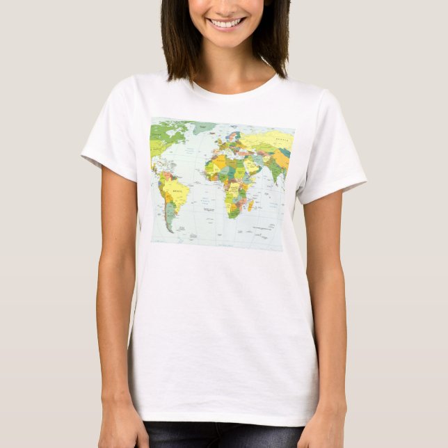 World Map Globe Country Atlas T-Shirt (Front)