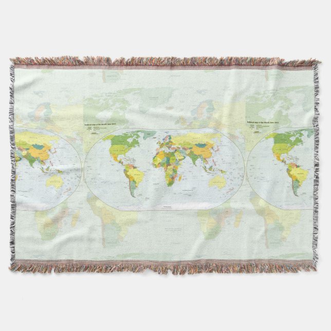 World Map Globe Country Atlas Throw Blanket (Front)