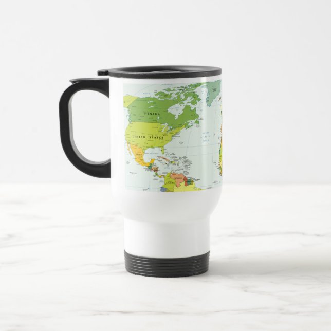World Map Globe Country Atlas Travel Mug (Left)