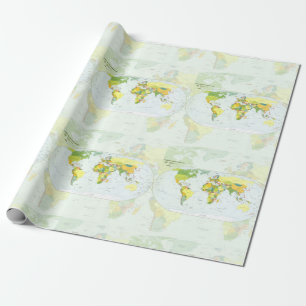 world+map+globe+country+atlas wrapping paper