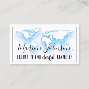 World Map Globe Map Travel Agency Gold Logo Blue Business Card