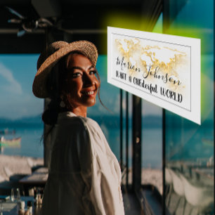 World Map Globe Map Travel Agency Gold Logo Grey Business Card