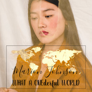 World Map Globe Map Travel Agency Gold Logo QR   Business Card