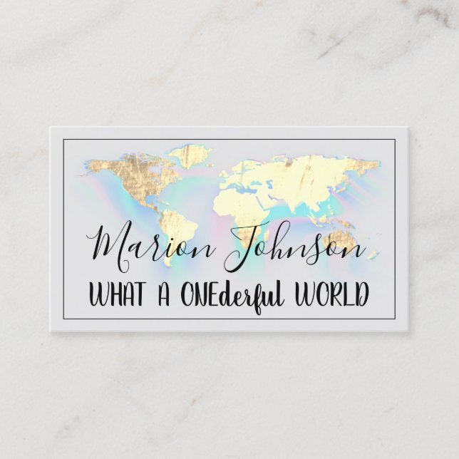 World Map Globe Map Travel Agency Gold QR Grey Business Card (Front)