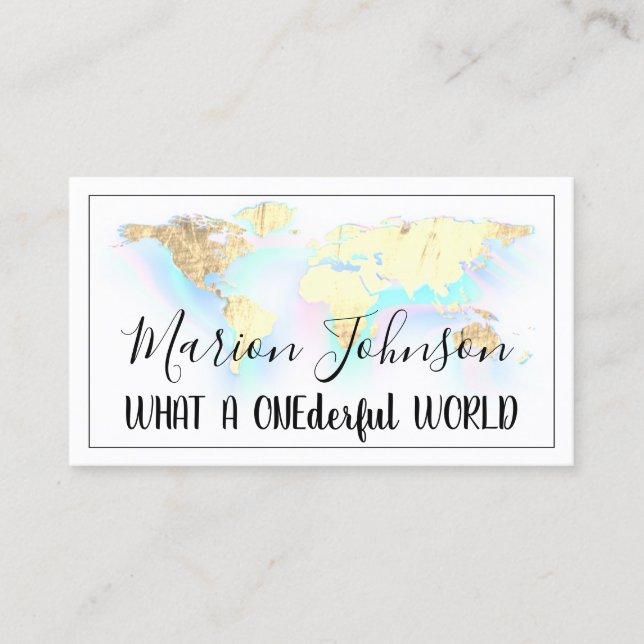 World Map Globe Map Travel Agency Gold QR LOGO Business Card (Front)