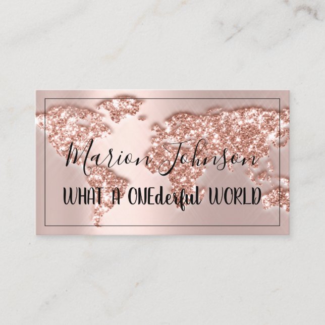 World Map Globe Map Travel Agency Rose QRCODE Business Card (Front)