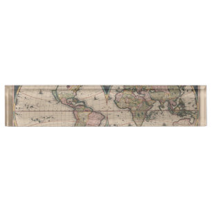 World Map Globe Travel Antique Nameplate