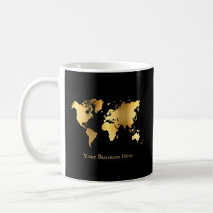 World Map Gold/Black Coffee Mug