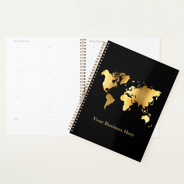 World Map Gold/Black Planner (Display)