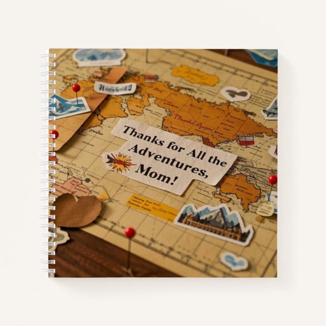 World map heart pins and landmarks notebook (Front)