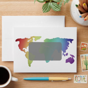 World Map Immigration Stamp Destination Wedding En Envelope