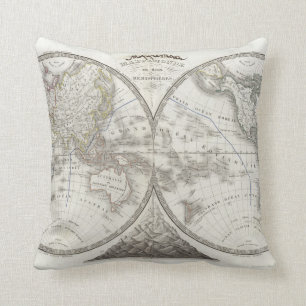 World Map in 2 Hemispheres Cushion