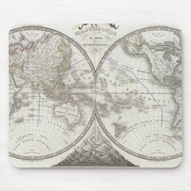 World Map in 2 Hemispheres Mouse Pad (Front)