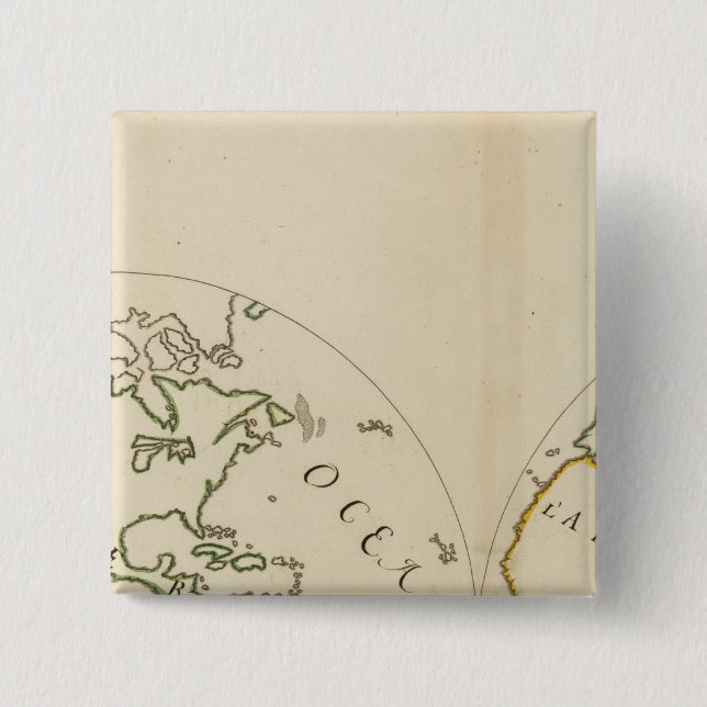 World Map in 4 Parts 15 Cm Square Badge (Front)