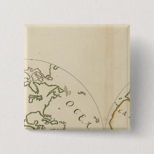 World Map in 4 Parts 15 Cm Square Badge