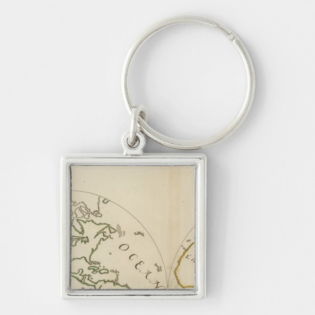 World Map in 4 Parts Key Ring (Front)