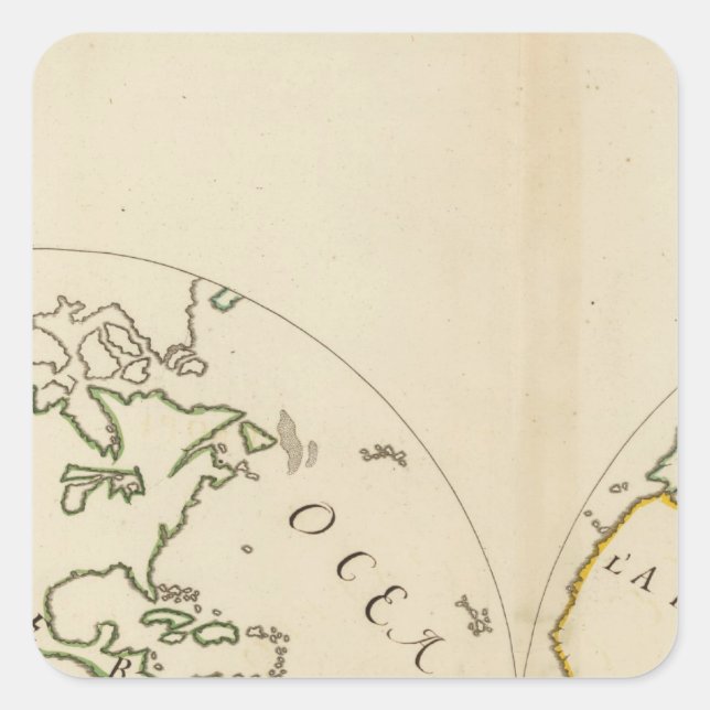 World Map in 4 Parts Square Sticker (Front)