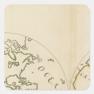 World Map in 4 Parts Square Sticker