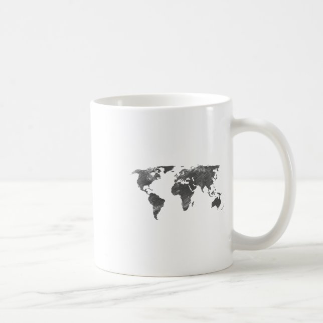 World Map In Grey, The World Maps _1  Coffee Mug (Right)