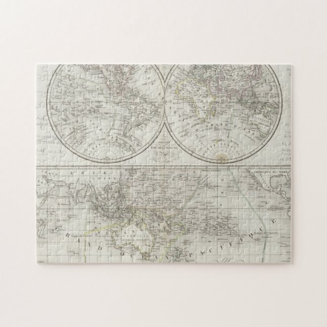 World Map in Two Hemispheres Jigsaw Puzzle (Horizontal)